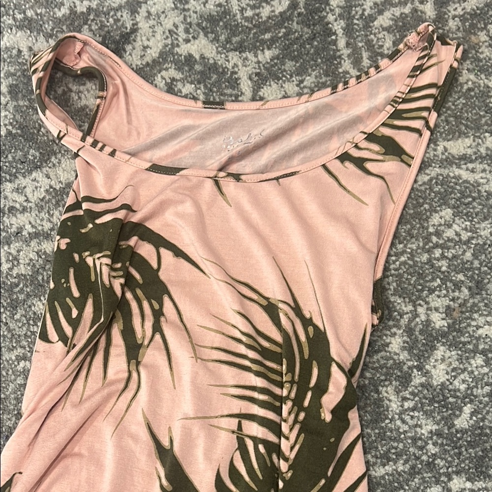 Pink and Green Leaf Print Maxi dress (maternity)